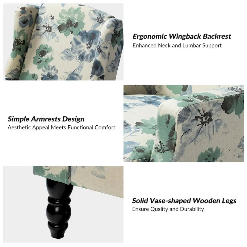 Ensemble de 2 fauteuils inclinables manuels Damaris de style moderne du milieu du siècle, avec dossier à oreilles, par HULALA HOME