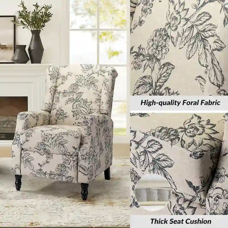 Ensemble de 2 fauteuils inclinables manuels Damaris de style moderne du milieu du siècle, avec dossier à oreilles, par HULALA HOME