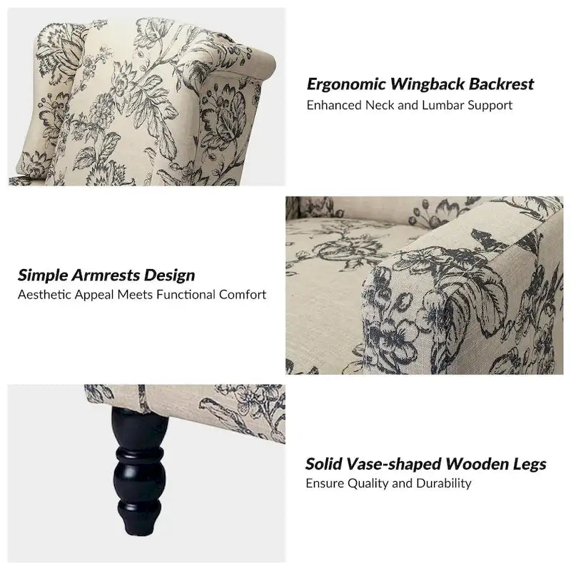 Ensemble de 2 fauteuils inclinables manuels Damaris de style moderne du milieu du siècle, avec dossier à oreilles, par HULALA HOME