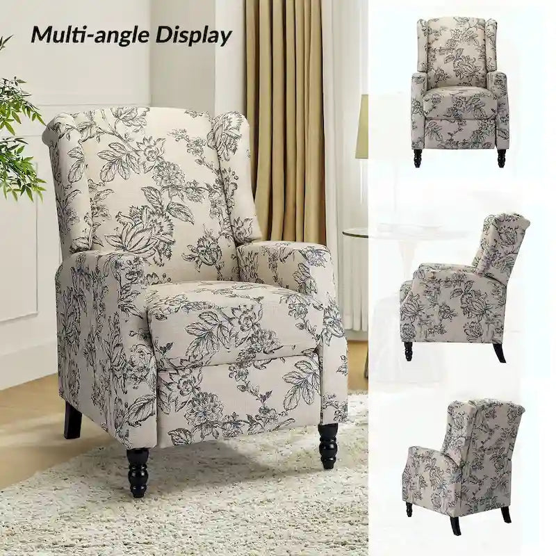 Ensemble de 2 fauteuils inclinables manuels Damaris de style moderne du milieu du siècle, avec dossier à oreilles, par HULALA HOME