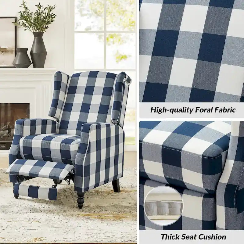 Ensemble de 2 fauteuils inclinables manuels Damaris de style moderne du milieu du siècle, avec dossier à oreilles, par HULALA HOME