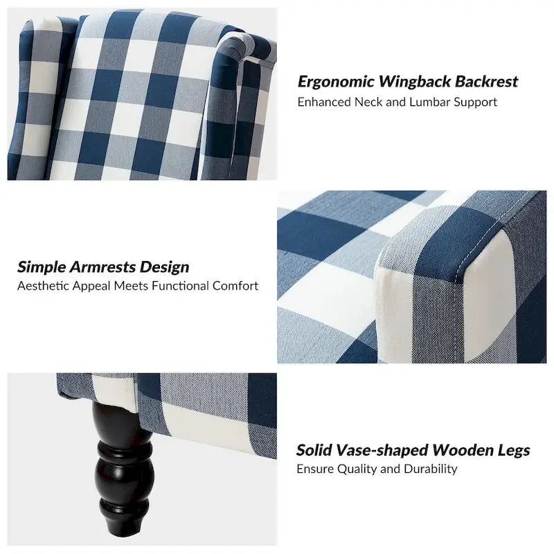 Ensemble de 2 fauteuils inclinables manuels Damaris de style moderne du milieu du siècle, avec dossier à oreilles, par HULALA HOME