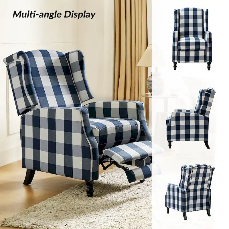 Ensemble de 2 fauteuils inclinables manuels Damaris de style moderne du milieu du siècle, avec dossier à oreilles, par HULALA HOME