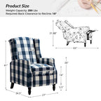 Ensemble de 2 fauteuils inclinables manuels Damaris de style moderne du milieu du siècle, avec dossier à oreilles, par HULALA HOME