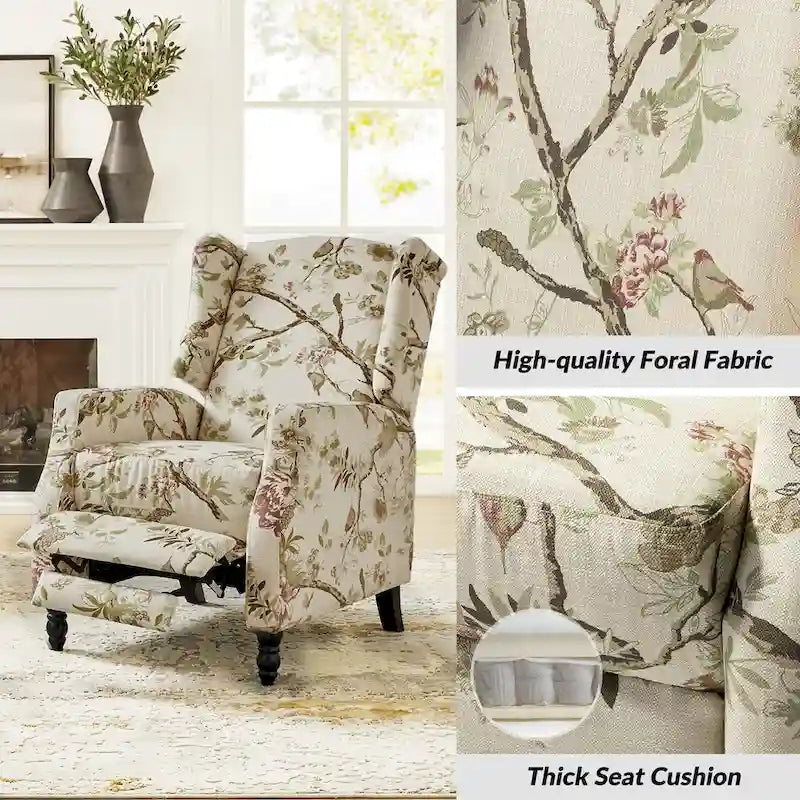 Ensemble de 2 fauteuils inclinables manuels Damaris de style moderne du milieu du siècle, avec dossier à oreilles, par HULALA HOME