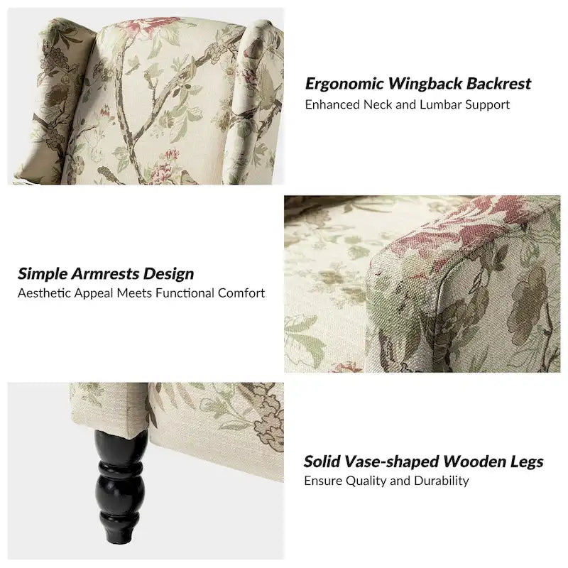 Ensemble de 2 fauteuils inclinables manuels Damaris de style moderne du milieu du siècle, avec dossier à oreilles, par HULALA HOME