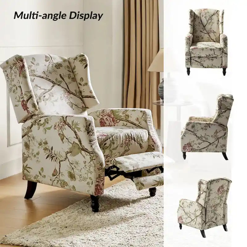 Ensemble de 2 fauteuils inclinables manuels Damaris de style moderne du milieu du siècle, avec dossier à oreilles, par HULALA HOME