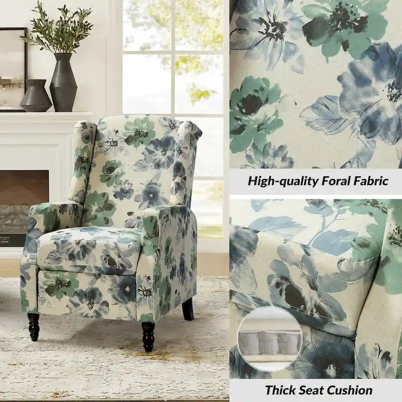 Ensemble de 2 fauteuils inclinables manuels Damaris de style moderne du milieu du siècle, avec dossier à oreilles, par HULALA HOME