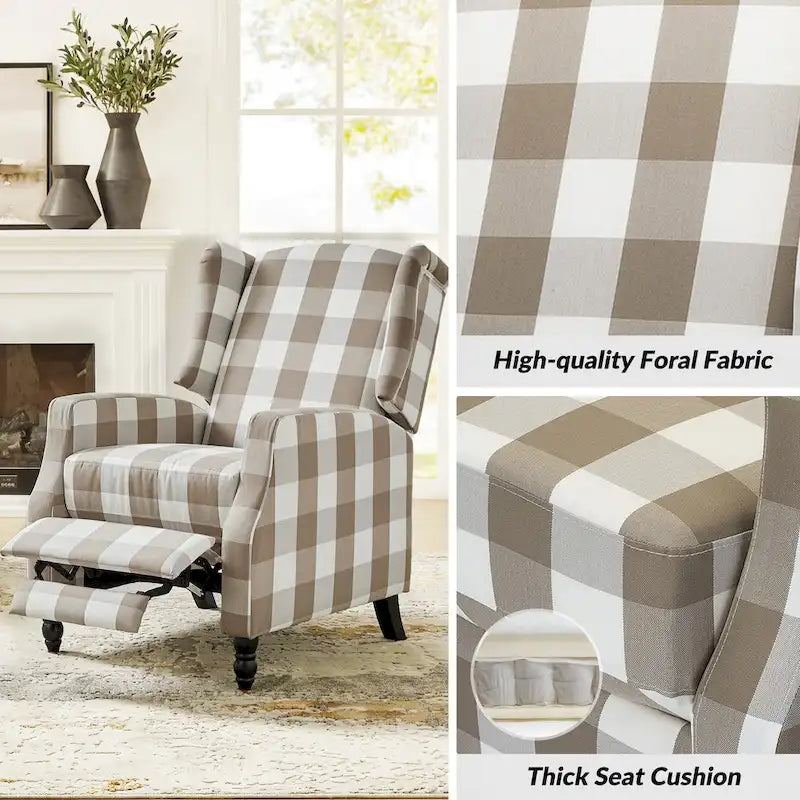 Ensemble de 2 fauteuils inclinables manuels Damaris de style moderne du milieu du siècle, avec dossier à oreilles, par HULALA HOME