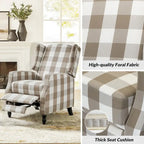 Ensemble de 2 fauteuils inclinables manuels Damaris de style moderne du milieu du siècle, avec dossier à oreilles, par HULALA HOME