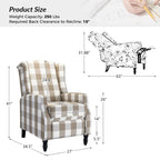 Ensemble de 2 fauteuils inclinables manuels Damaris de style moderne du milieu du siècle, avec dossier à oreilles, par HULALA HOME