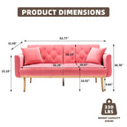 Canapé-lit deux places minimaliste en velours capitonné avec pieds en métal pour salon