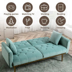 Canapé-lit deux places minimaliste en velours capitonné avec pieds en métal pour salon