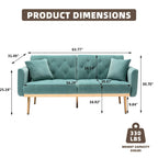 Canapé-lit deux places minimaliste en velours capitonné avec pieds en métal pour salon