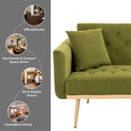 Canapé-lit deux places minimaliste en velours capitonné avec pieds en métal pour salon