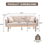 Canapé-lit deux places minimaliste en velours capitonné avec pieds en métal pour salon