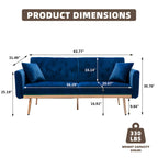 Canapé-lit deux places minimaliste en velours capitonné avec pieds en métal pour salon