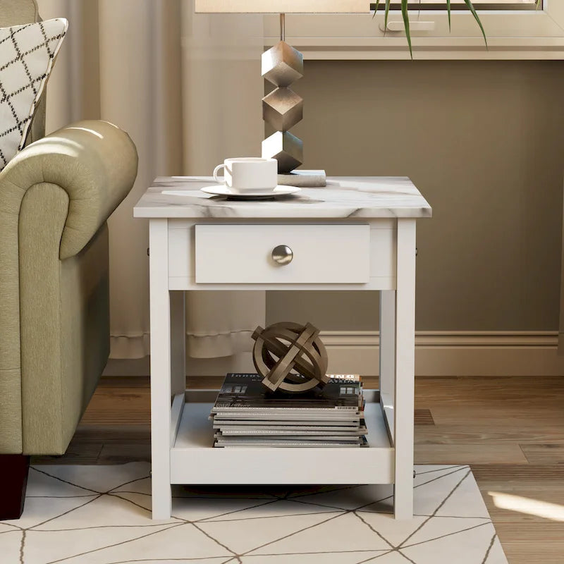 Ensemble de 3 tables basses et tables d'appoint ouvertes en bois d'hévéa DH BASIC Transitional avec tiroir, par Denhour