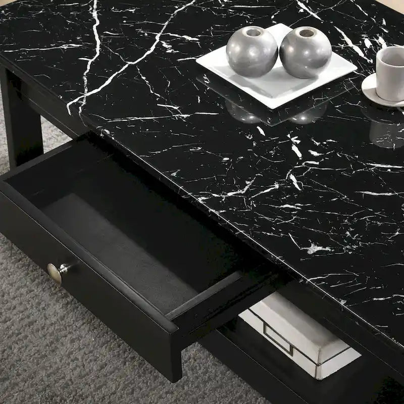 Ensemble de 3 tables basses et tables d'appoint ouvertes en bois d'hévéa DH BASIC Transitional avec tiroir, par Denhour