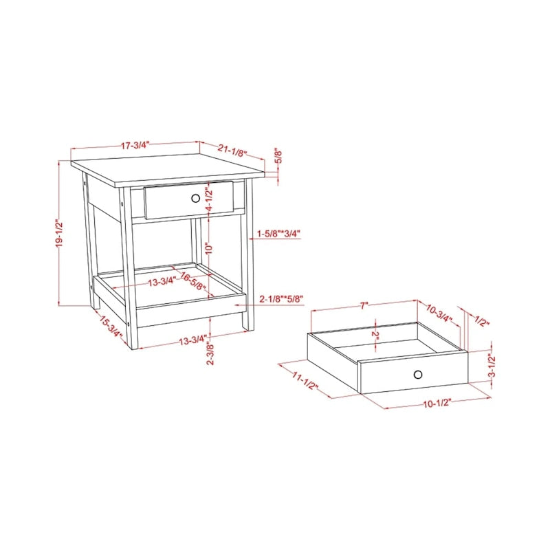Ensemble de 3 tables basses et tables d'appoint ouvertes en bois d'hévéa DH BASIC Transitional avec tiroir, par Denhour