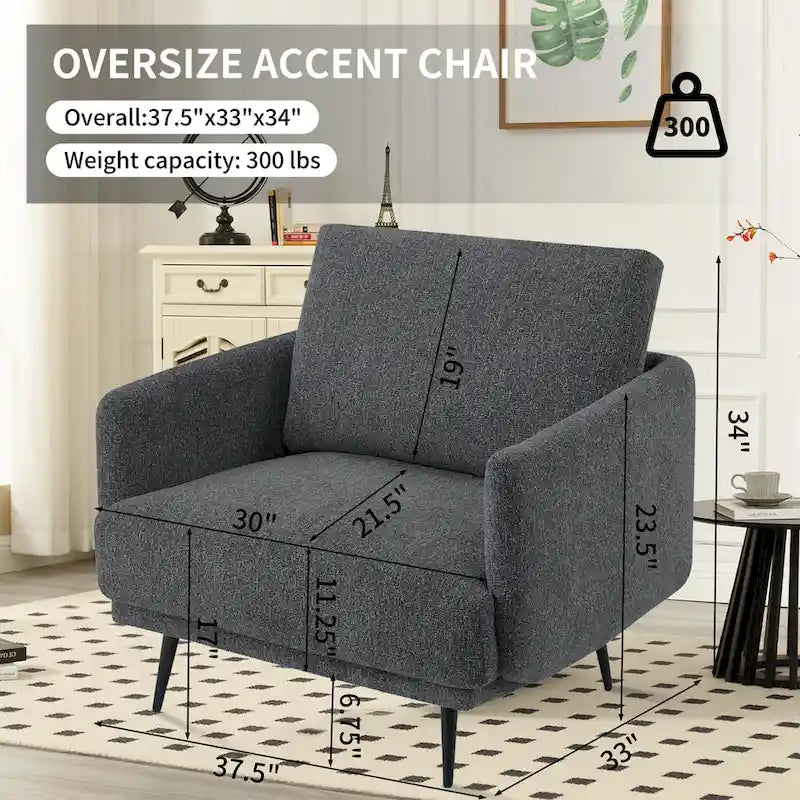 Fauteuil Karaka surdimensionné 37,5W, canapé de loisirs, fauteuil d'appoint (ensemble de 2)