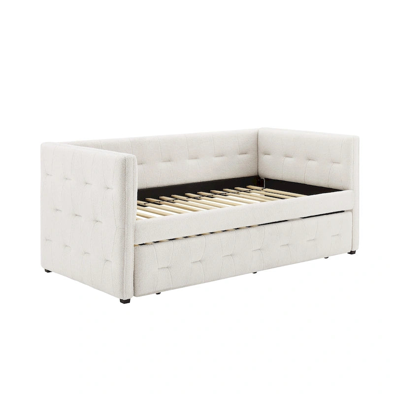 Banquette-lit capitonnée Corvus Somme avec lit gigogne