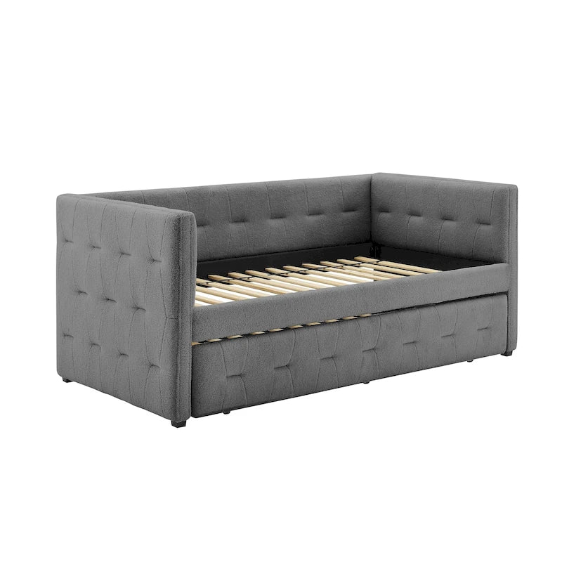 Banquette-lit capitonnée Corvus Somme avec lit gigogne