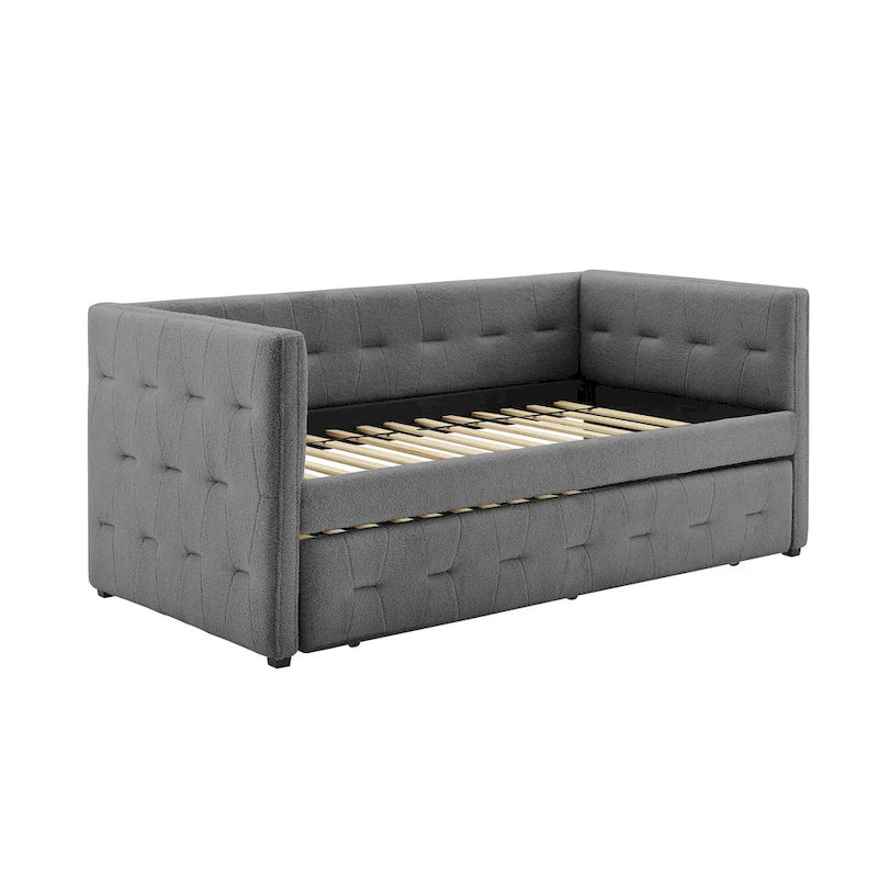 Banquette-lit capitonnée Corvus Somme avec lit gigogne