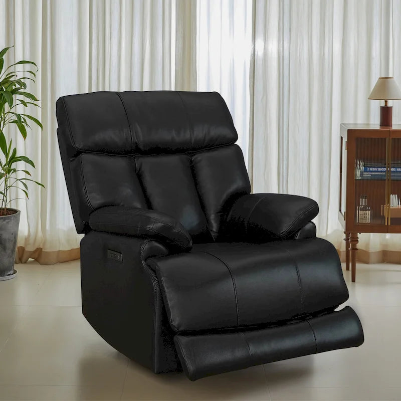 Fauteuil inclinable électrique en cuir pleine fleur, appui-tête réglable, repose-pieds extensible, position zéro gravité