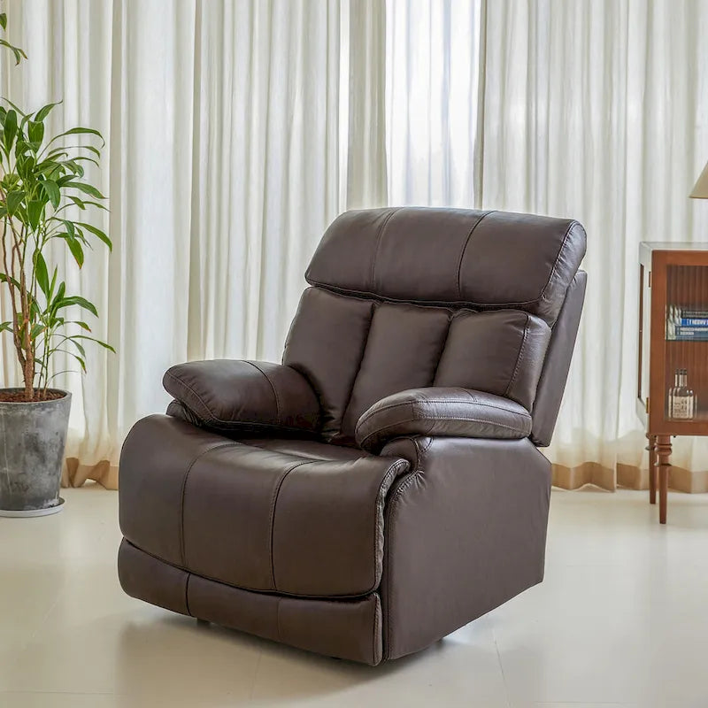 Fauteuil inclinable électrique en cuir pleine fleur, appui-tête réglable, repose-pieds extensible, position zéro gravité