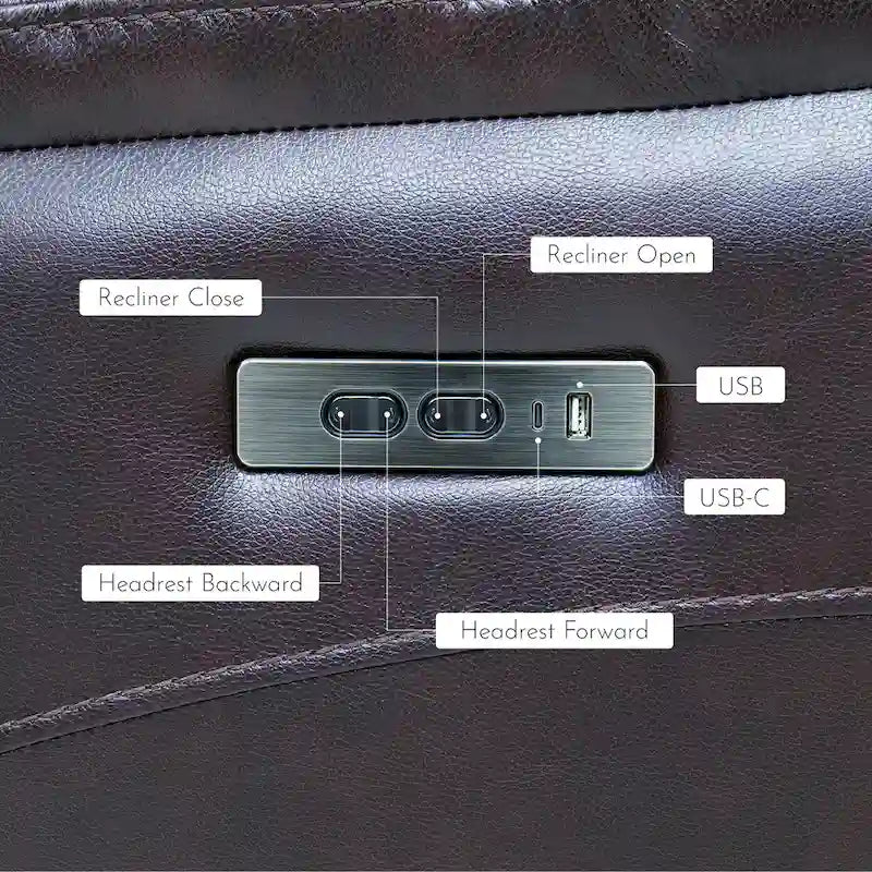 Fauteuil inclinable électrique en cuir pleine fleur, appui-tête réglable, repose-pieds extensible, position zéro gravité