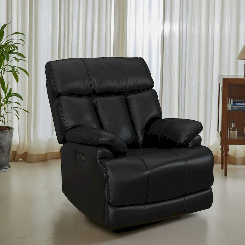 Fauteuil inclinable électrique en cuir pleine fleur, appui-tête réglable, repose-pieds extensible, position zéro gravité