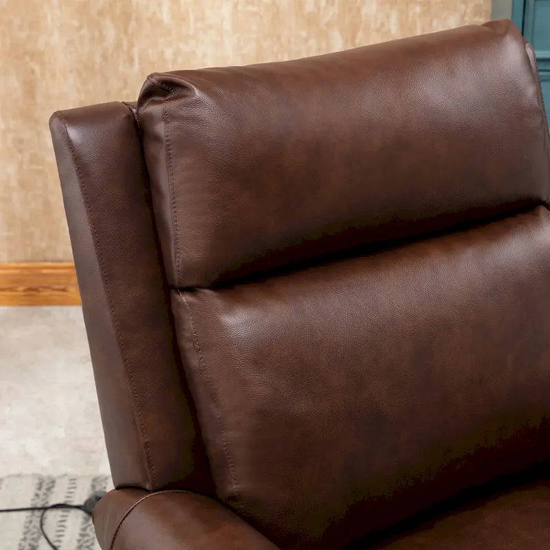 Fauteuil inclinable en cuir véritable avec dossier inclinable, accoudoirs et dossier confortables.
