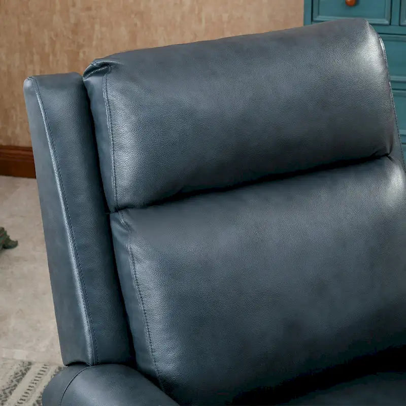Fauteuil inclinable en cuir véritable avec dossier inclinable, accoudoirs et dossier confortables.