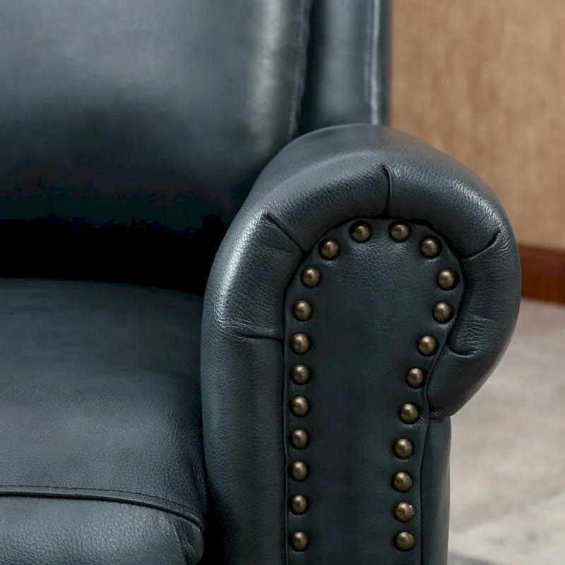 Fauteuil inclinable en cuir véritable avec dossier inclinable, accoudoirs et dossier confortables.