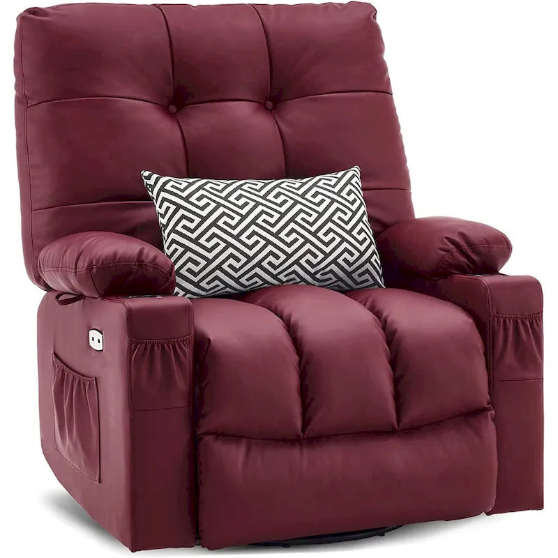 Fauteuil inclinable pivotant et à bascule MCombo grand format avec massage et chauffage, similicuir 7748