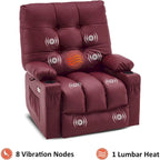 Fauteuil inclinable pivotant et à bascule MCombo grand format avec massage et chauffage, similicuir 7748