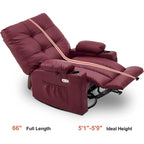 Fauteuil inclinable pivotant et à bascule MCombo grand format avec massage et chauffage, similicuir 7748