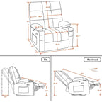 Fauteuil inclinable pivotant et à bascule MCombo grand format avec massage et chauffage, similicuir 7748