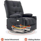 Fauteuil inclinable pivotant et à bascule MCombo grand format avec massage et chauffage, similicuir 7748