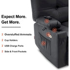 Fauteuil inclinable pivotant et à bascule MCombo grand format avec massage et chauffage, similicuir 7748