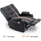 Fauteuil inclinable pivotant et à bascule MCombo grand format avec massage et chauffage, similicuir 7748