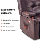 Fauteuil inclinable pivotant et à bascule MCombo grand format avec massage et chauffage, similicuir 7748