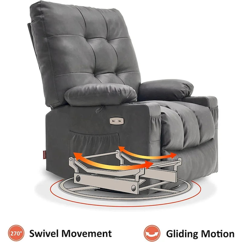 Fauteuil inclinable pivotant et à bascule MCombo grand format avec massage et chauffage, similicuir 7748