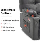 Fauteuil inclinable pivotant et à bascule MCombo grand format avec massage et chauffage, similicuir 7748