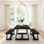 Ensemble table et bancs de salle à manger classiques Plank and Beam 72