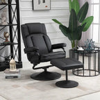 Fauteuil inclinable pivotant HOMCOM, manuel, en cuir PU avec repose-pieds ottoman, pour salon, bureau, chambre.