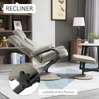 Fauteuil inclinable pivotant HOMCOM, manuel, en cuir PU avec repose-pieds ottoman, pour salon, bureau, chambre.