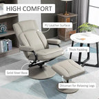 Fauteuil inclinable pivotant HOMCOM, manuel, en cuir PU avec repose-pieds ottoman, pour salon, bureau, chambre.