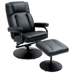 Fauteuil inclinable pivotant HOMCOM, manuel, en cuir PU avec repose-pieds ottoman, pour salon, bureau, chambre.